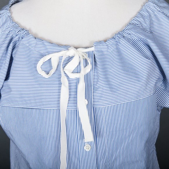 Theory Velvela  Tie Front Striped Utility Shirt - Picture 4 of 9